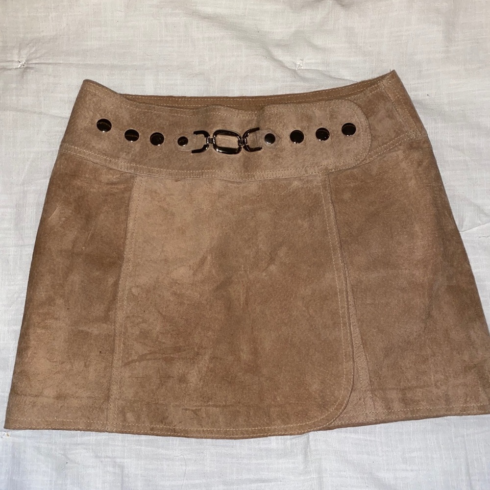 Suede Mini Bebe Skirt